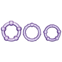 Stay Hard Beaded Cockrings-Purple 3Pk